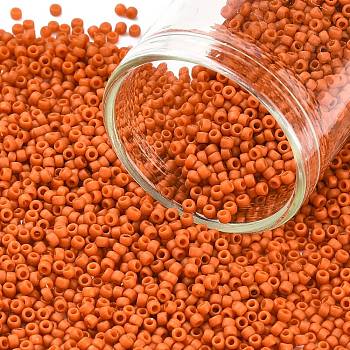 TOHO Round Seed Beads, Japanese Seed Beads, (2611F) Semi Glazed Orange, 15/0, 1.5mm, Hole: 0.7mm, about 135000pcs/pound
