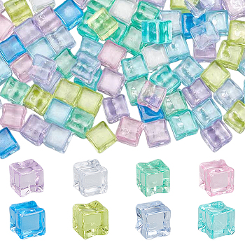 Plastic Beads, No Hole, Square, Mixed Color, 11x11x11.5mm, 100pcs