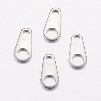 201 Stainless Steel Chain Tabs, Chain Extender Connectors, Oval, Stainless Steel Color, 8x4x0.5mm, Hole: 1mm and 2.5mm