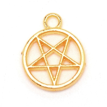 Zinc Alloy Pendants, Hollow, Ring with Star, Golden, 16x13x2mm, Hole: 2mm