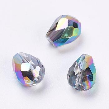Imitation Austrian Crystal Beads, Grade AAA, Faceted, Drop, Colorful, 6x8mm, Hole: 0.7~0.9mm