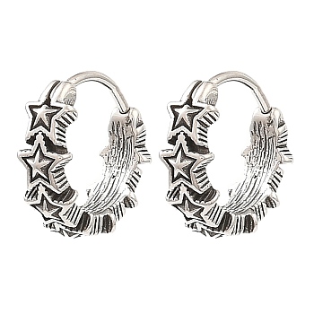 316 Surgical Stainless Steel Hoop Earrings, Antique Silver, 14.5x15x4.5mm
