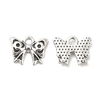 Tibetan Style Alloy Charms, Bowknot Charms, Antique Silver, 10x12.5x2mm, Hole: 1.6mm
