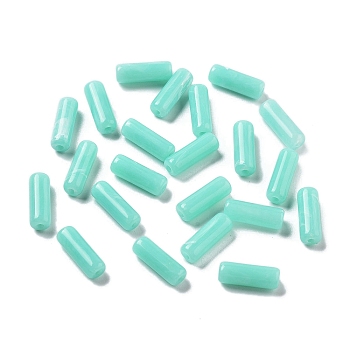 Opaque Acrylic Beads, Two Tone, Column, Pale Turquoise, 13.5x4.7mm, Hole: 1.4mm