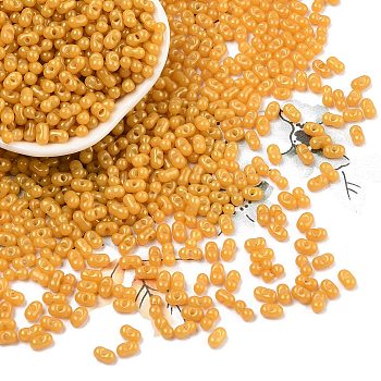 Baking Paint Glass Seed Beads, Peanut, Goldenrod, 6x3.5x3mm, Hole: 1mm, about 4500pcs/pound