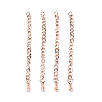 304 Stainless Steel Chain Extender, Soldered Chains, Rose Gold, 55~63x3mm