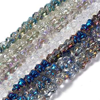 Electroplate Glass Beads Strands, Bear, Mixed Color, 15x12x8.5mm, Hole: 1mm, about 44pcs/strand, 25.20 inch(64cm)