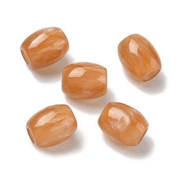 Opaque Resin European Beads, Large Hole Beads, Rice, Sandy Brown, 13x11mm, Hole: 5mm