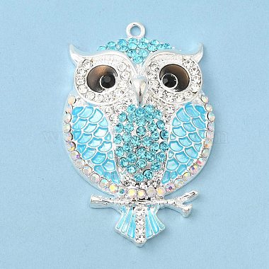 Silver Owl Alloy+Rhinestone Big Pendants