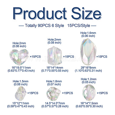 cheriswelry 90pcs 6 style placage uv perles acryliques irisées arc-en-ciel transparentes(OACR-CW0001-04)-4