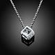 Silver Color Plated Brass Cubic Zirconia Cube Pendant Necklace(NJEW-BB00455)-2