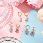 3 Pairs 304 Stainless Steel Natural Mixed Stone Leverback Earrings, Column, Golden, 28~29x6mm(EJEW-JE06527-01)
