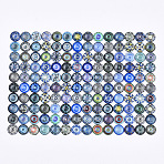 Flatback Glass Cabochons for DIY Projects, Dome/Half Round with Mixed Patterns, Mixed Color, Floral Pattern, 12x4mm(GGLA-S047-12mm-06I)