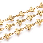 5M 304 Stainless Steel Mermaid Tail Link Chains, Soldered, with Spool, Ion Plating(IP), Real 18K Gold Plated, 9.5~10x6.5x3mm(CHS-T071-59G)