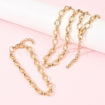 304 Stainless Steel Cable Chains Bracelet & Necklace Jewelry Sets, with Lobster Claw Clasps, Ion Plating(IP), Real 18K Gold Plated, 570mm(SJEW-L199-01G)