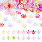 169Pcs Transparent Plastic Bead Caps, 6-Petal Flower, Two Tone, Mixed Color, 18.5x20.5x6.5mm, Hole: 2.2mm(KY-TA0001-57)