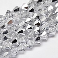Imitate Austrian Crystal Electroplate Bicone Glass Faceted Bead Strands, Half Grade AA, 6x6mm, Hole: 1mm, about 46~48pcs/strand, 10.5 inch(X-GLAA-F029-6x6mm-B01)