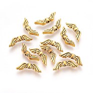 Tibetan Style Alloy Beads, Cadmium Free & Lead Free, Wing, Antique Golden, 16x5x3mm, Hole: 1.5mm(X-TIBEB-A11-3712-AG-LF)