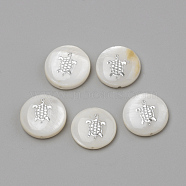Natural Freshwater Shell Beads, Flat Round & Tortoise, Platinum, 15x4mm, Hole: 1mm(SHEL-Q011-005P)