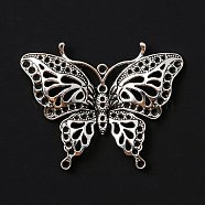 Tibetan Style Alloy Big Pendants, Butterfly, Antique Silver, 48x62x5mm, Hole: 2.4mm(FIND-WH0050-49AS)