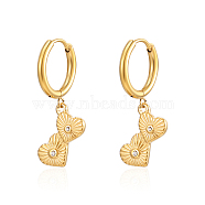 Stainless Steel Heart Dangle Earrings for Women, with Rhinestone(MB0260-1)