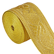 Polyester Ribbons, Jacquard Ribbon, Floral Pattern, Goldenrod, 1-5/8 inch(42mm)(OCOR-GF0002-57A)