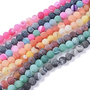 Natural Weathered Agate Beads Strands, Dyed & Heated, Frosted, Round, Mixed Color, 10~10.5mm, Hole: 1.2mm, about 38pcs/strand, 14.96 inch(38cm)(G-L534-M-10mm)