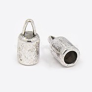 Tibetan Style Alloy Cord Ends, Lead Free and Cadmium Free, Tube, Antique Silver, 13.8x6.5mm, Hole: 1.9mm, Inner Diameter: 4mm(X-LF9369Y-NF)