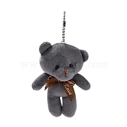 PP Cotton Mini Animal Plush Toys Bear Pendant Decoration, with Ball Chain, Gray, 150mm(HJEW-C002-03B)