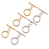 20Sets 2 Colors Ion Plating(IP) 304 Stainless Steel Ring Toggle Clasps, Golden & Stainless Steel Color, 19x14x2mm, Hole: 3mm, 10set/color(STAS-CJ0001-204)