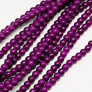 1 Strand  Dyed Purple RoundSynthetic Turquoise Beads Strands, 4mm, Hole: 1mm, about 110pcs/strand, 15.6 inch(X-TURQ-G106-4mm-02O)