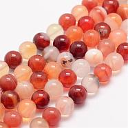 Natural Carnelian Bead Strands, Round, Dyed, 8mm, Hole: 1mm, about 48pcs/strand, 15.5 inch(G-K153-B20-8mm)