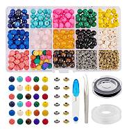 DIY Stretch Bracelets Making Kits, include Gemstone & Glass Beads, Alloy Spacer Beads, Flat Elastic Crystal String, Iron Scissors and 304 Stainless Steel Tweezers, Mixed Color(DIY-NB0004-46)