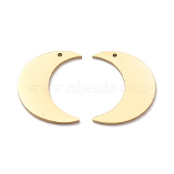 304 Stainless Steel Pendants, Laser Cut, Moon, Golden, 22x17x1mm, Hole: 1.2mm(STAS-Y006-44G)
