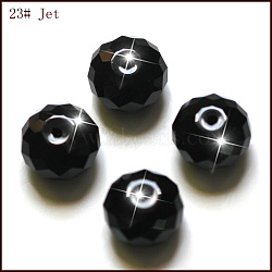 Imitation Austrian Crystal Beads, Grade AAA, Faceted, Rondelle, Black, 8x5.5mm, Hole: 0.9~1mm(SWAR-F068-6x8mm-23)
