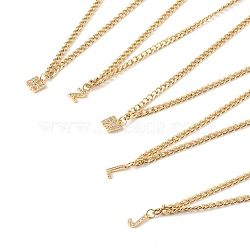 Brass Micro Pave Clear Cubic Zirconia Initial Pendant Necklaces, with Curb Chains, Mixed Letter, Real 18K Gold Plated, 14.96 inch(38cm)(NJEW-JN03506)