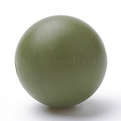 Food Grade Eco-Friendly Silicone Beads, Round, Dark Olive Green, 12mm, Hole: 2mm(SIL-R008B-49)