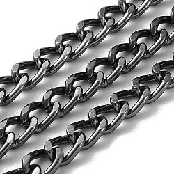 Oxidation Aluminum Diamond Cut Faceted Curb Chains, Twisted Chains, Unwelded, with Spool, Gunmetal, 7x5x1.5mm, about 196.85 Feet(60m)/Roll(CHA-H001-05B)