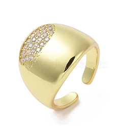 Brass Micro Pave Clear Cubic Zirconia Open Cuff Ring for Women, Golden, US Size 7 1/2(17.7mm)(RJEW-M165-03A-G)