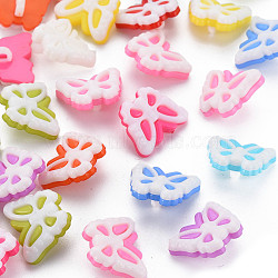1-Hole Plastic Buttons, Butterfly, Mixed Color, 12x15x7.5mm, Hole: 2.5mm(BUTT-N018-016B)