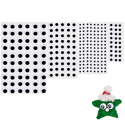 Olycraft 4 Sheets 4 Styles Plastic Wiggle Googly Eyes Stickers, for Doll Making, Half Round, Black, 8mm, 1 sheet/style(KY-OC0001-30)