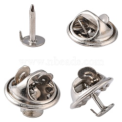 Brass Lapel Pin Backs, Tie Tack Pin, Brooch Findings, Platinum, Tray: 11~12mm, Pin: 5x8mm(X-KK-D294-P)