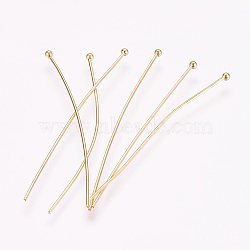 304 Stainless Steel Ball Head Pins, Real 18K Gold Plated, 40x0.5mm(STAS-I312-A05-G02)