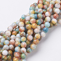 Jade Beads Strands, Natural White Jade, Dyed, Round, Colorful, 6mm, Hole: 1mm, about 69pcs/strand, 15.7 inch(X-G-D264-6mm-XH14)