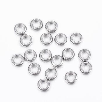 304 Stainless Steel Spacer Beads, Ring, Stainless Steel Color, 5x1.5mm, Hole: 3mm