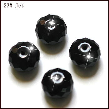 Imitation Austrian Crystal Beads, Grade AAA, Faceted, Rondelle, Black, 8x5.5mm, Hole: 0.9~1mm