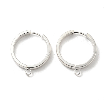201 Stainless Steel Huggie Hoop Earrings Findings, with Vertical Loop, with 316 Surgical Stainless Steel Earring Pins, Ring, Silver, 24x4mm, Hole: 2.7mm, Pin: 1mm