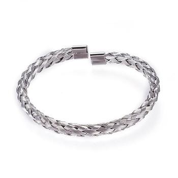 304 Stainless Steel Bangles, Cuff Bangles, Stainless Steel Color, 52x58mm(2 inchx2-1/4 inch)
