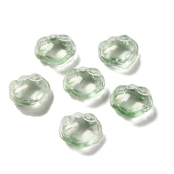 Transparent Glass Beads, Lock, Light Green, 14x16x7mm, Hole: 1.2mm