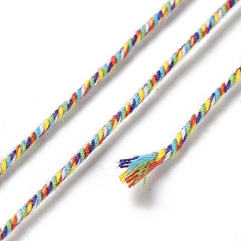 Polyester Twisted Cord, Round, for DIY Jewelry Making, Colorful, 1.2mm, about 38.28 Yards(35m)/Roll
